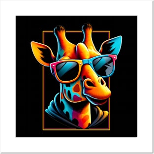 Cool Giraffe Wearing Glasses Posters and Art